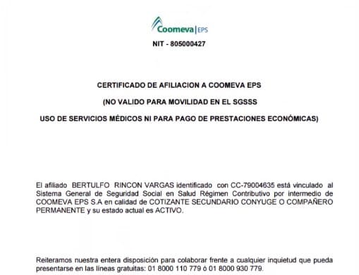 certificado Coomeva en pdf 